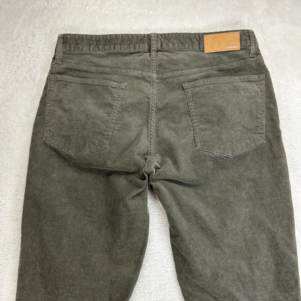 Bonobos Corduroy Pants Mens 33x30 Olive Green Slim Athletic Straight Fit Casual - Picture 3 of 16